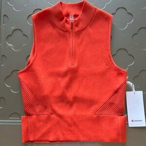 🆕 LULULEMON Open Back Half-Zip Sweater Sleeveless Solar Orange Size XL, NWT